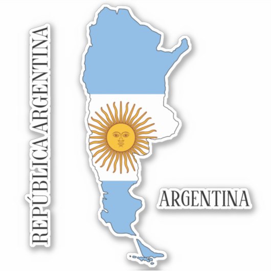 Argentinien Flag Map Kontur Aufkleber (Vorderseite)