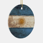 Argentinien-Flagge auf altem hölzernem Korn Keramikornament (Rechts)