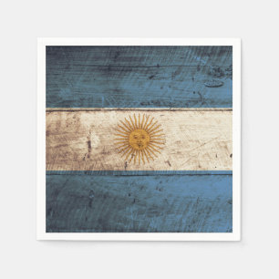 Argentinien-Flagge auf altem hölzernem Korn Serviette