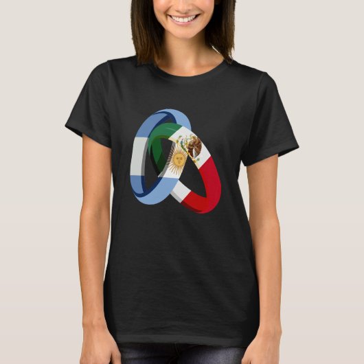 Argentinien-Flagge Mexiko Gewachsen Ring Ehe Hochz T-Shirt (Vorderseite)