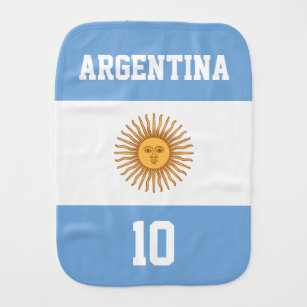 Argentinien-Flagge mit Ihrem Baby-Namen und Zahl Baby Spucktuch