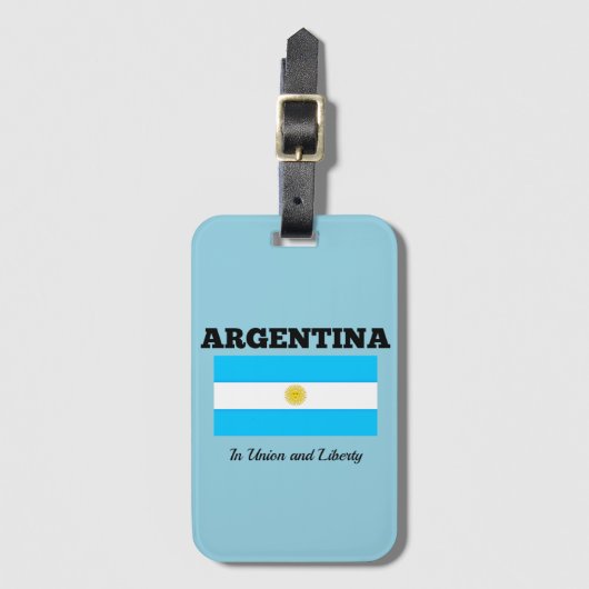Argentinien - Flaggen und Motto Gepäckanhänger (Vorderseite Vertikal)