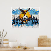Argentinien Fußball Skyline Ölmalerei Stil Kunst Poster (Küche)