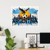 Argentinien Fußball Skyline Ölmalerei Stil Kunst Poster (Heimbüro)