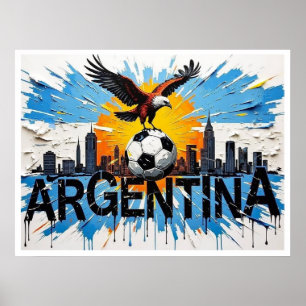 Argentinien Fußball Skyline Ölmalerei Stil Kunst Poster