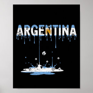 Argentinien Fußball tropfende Flagge Poster