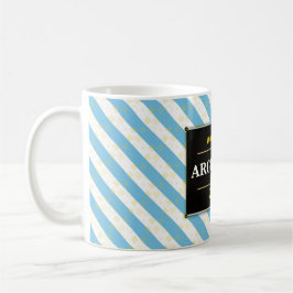 Argentinien Fußballfan-Flaggenfarben Streifenmuste Kaffeetasse