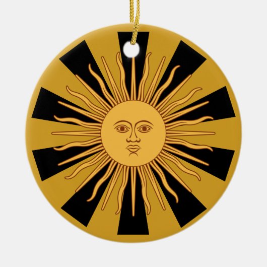 Argentinien Golden Sun, Sol de Mayo Keramik Ornament (Vorne)