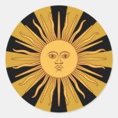 Argentinien Golden Sun, Sol de Mayo Runder Aufkleber (Vorderseite)
