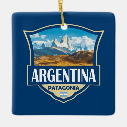 Argentinien Illustration Retro-Abzeichen Keramikornament (Vorderseite)