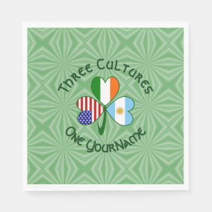 Argentinien Irland USA Flaggen Kleeblatt Personali Serviette