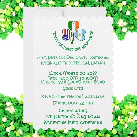 Argentinien Irland USA Kleeblatt Flag Einladung