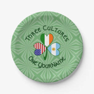 Argentinien Irland USA Kleeblatt Flagge Pappteller