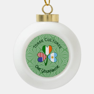 Argentinien Irland USA Kleeblatt Flagge Personalis Keramik Kugel-Ornament