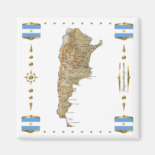 Argentinien Karte + Flaggen Magnet