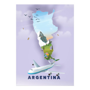 Argentinien Karte Reiseplakat Fotodruck