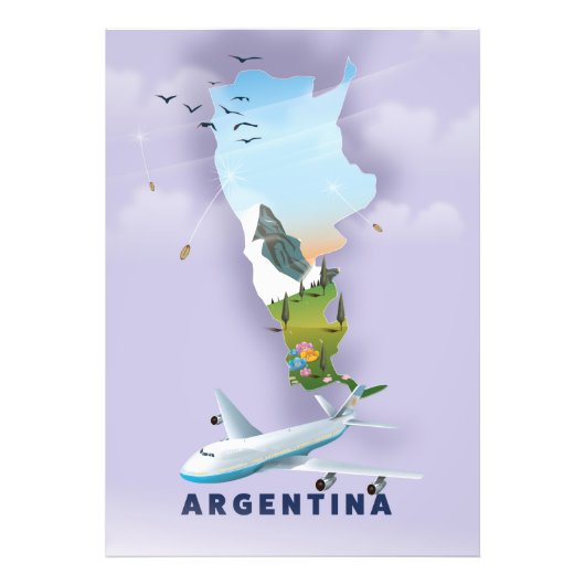 Argentinien Karte Reiseplakat Fotodruck (Vorne)