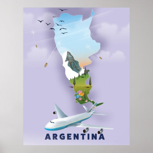 Argentinien Karte Reiseplakat Poster (Vorne)