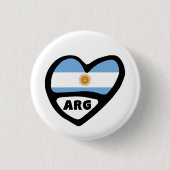 Argentinien Ländercode Flagge Herz Pin Abzeichen, Button (Vorderseite)