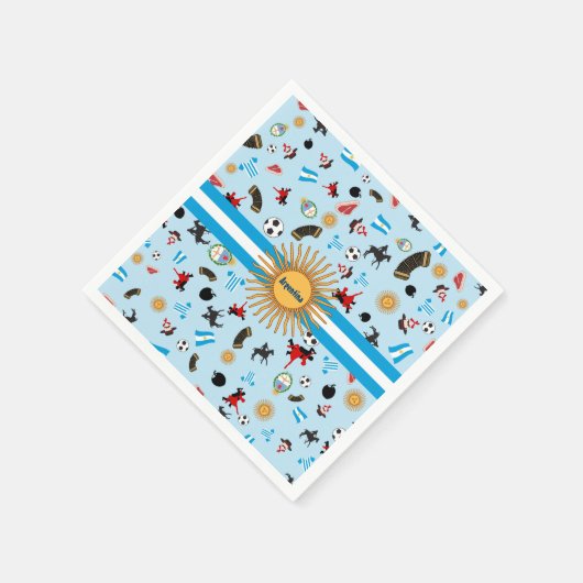 Argentinien - Landesflagge mit berühmten Symbolen Serviette (Ecke)