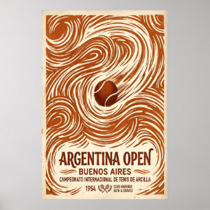 Argentinien Open Tennis Poster Vintage 1954 Buenos