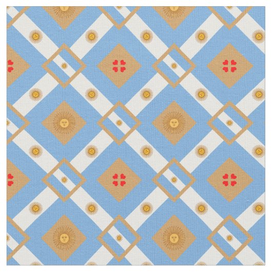 Argentinien, Sol de Mayo und Argentinien Flag Mode Stoff (Nahaufnahme)
