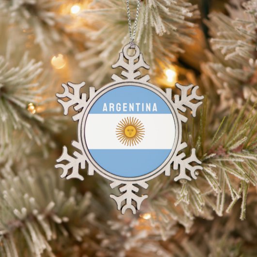 Argentinien - Südamerikanische Flagge Buenos Aires Schneeflocken Zinn-Ornament (Baum)
