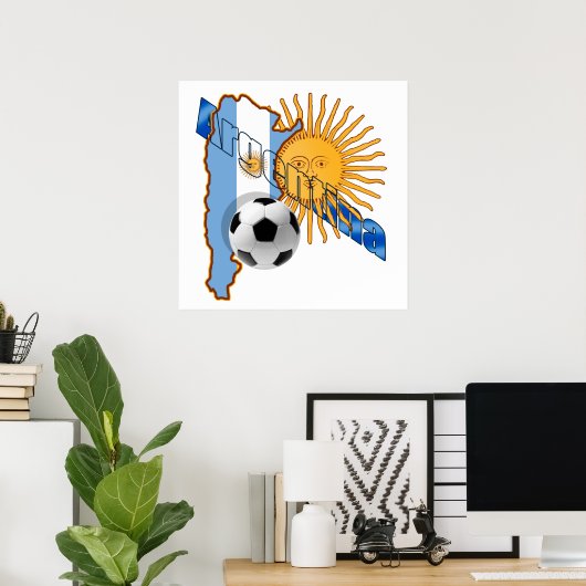 Argentinien Sun Flaggenkarte Argentiniens Geschenk Poster (Heimbüro)