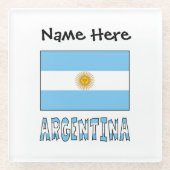 Argentinien und Argentinische Flagge mit Ihrem Nam Glasuntersetzer (Vorderseite)