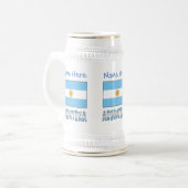 Argentinien und Argentinische Flaggen - Blaue Pers Bierglas (Vorderseite Links)