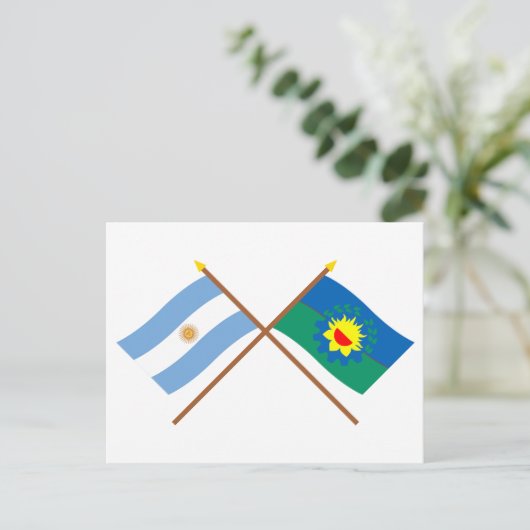 Argentinien und Buenos Aires überquerten Flaggen Postkarte (Stehend Vorderseite)