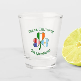 Argentinien USA Irland Flaggen Kleeblatt Personali Schnapsglas