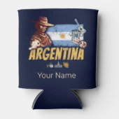 Argentinien Vintag Gaucho mit Fahnenfußball Dosenkühler (Vorderseite)