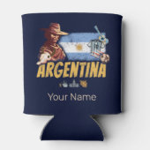 Argentinien Vintag Gaucho mit Fahnenfußball Dosenkühler (Rückseite)