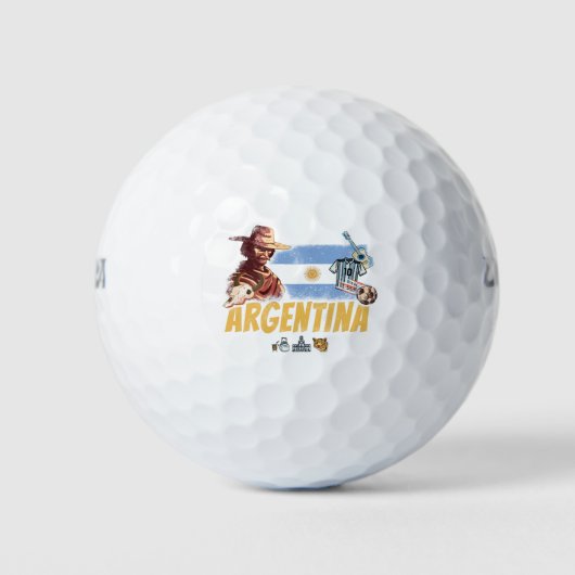 Argentinien Vintag Gaucho mit Fahnenfußball Golfball (Vorderseite)