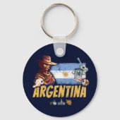 Argentinien Vintag Gaucho mit Fahnenfußball Schlüsselanhänger (Vorderseite)