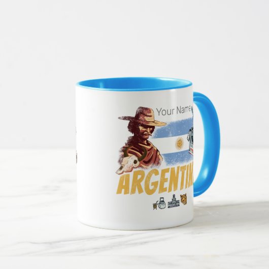 Argentinien Vintag Gaucho mit Fahnenfußball Tasse (VorderseiteRechts)