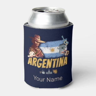 Argentinien Vintage Gaucho mit Flagge Fußball Dosenkühler