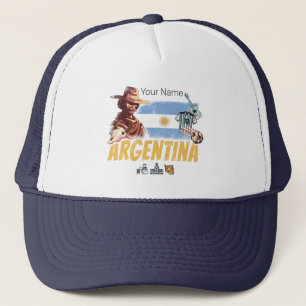 Argentinien Vintage Gaucho mit Flagge Fußball Truckerkappe
