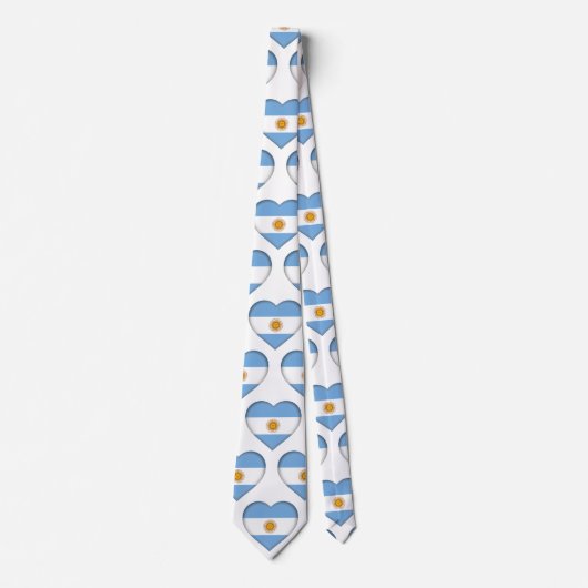 Argentiniens Flaggenfarben Herzmuster Neck Tie Krawatte (Vorderseite)
