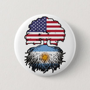 Argentinisch Argentinische Flagge USA Tree Roots Button