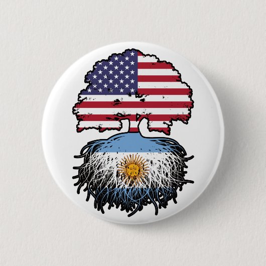 Argentinisch Argentinische Flagge USA Tree Roots Button (Vorderseite)