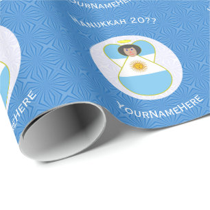 Argentinische Engel Chanukka-Flagge Personalisiert Geschenkpapier