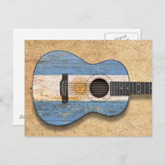 Argentinische Fahne Acoustic Guitar Postkarte (Vorne/Hinten)