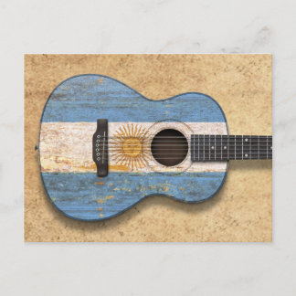 Argentinische Fahne Acoustic Guitar Postkarte
