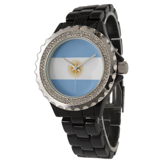 Argentinische Flagge Armbanduhr (Schrägansicht)