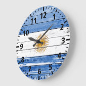 Argentinische Flagge Farbe auf Holz Große Wanduhr (Winkel)