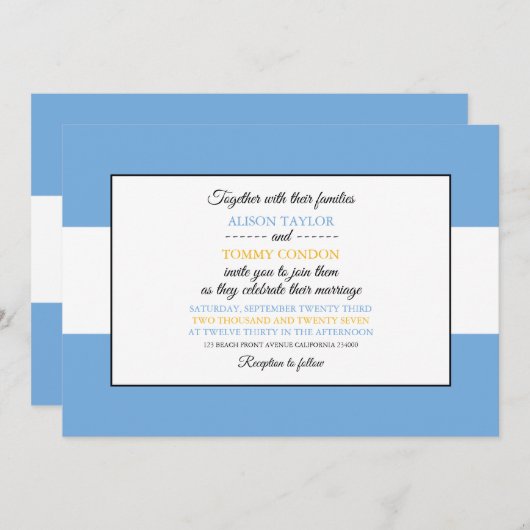 Argentinische Flagge, Flagge Argentiniens Hochzeit Einladung (Vorne/Hinten)