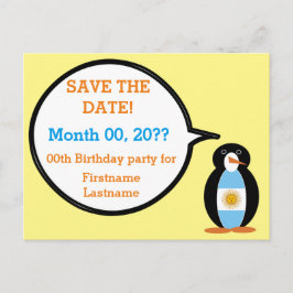 Argentinische Flagge Frau Penguin Save the Date Ankündigungspostkarte