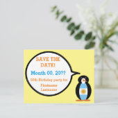 Argentinische Flagge Frau Penguin Save the Date Ankündigungspostkarte (Stehend Vorderseite)